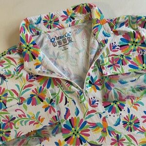 Ibkul 1/4 Zip Pullover Women XL Lightweight Bird Floral UPF 50